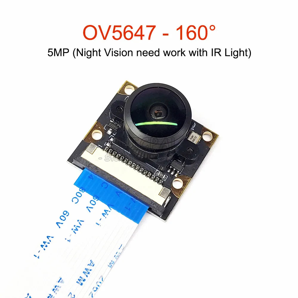 OV5647 Camera Module for Raspberry Pi 3B 4B Adjustable Focus 67 72 120 130 160 200 Degree 3.6MM HD Night Vision 2592*1944