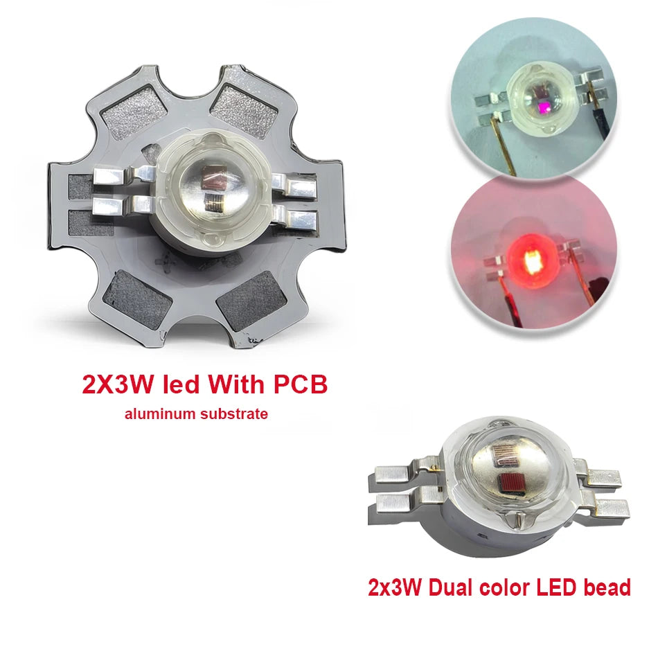 10-50PCS 2X3W Double Color IR LED Emitter Diode Deep Red 660nm+ Infrared IR 850nm 4pin LED Bead DIY For Therapy Light Beads