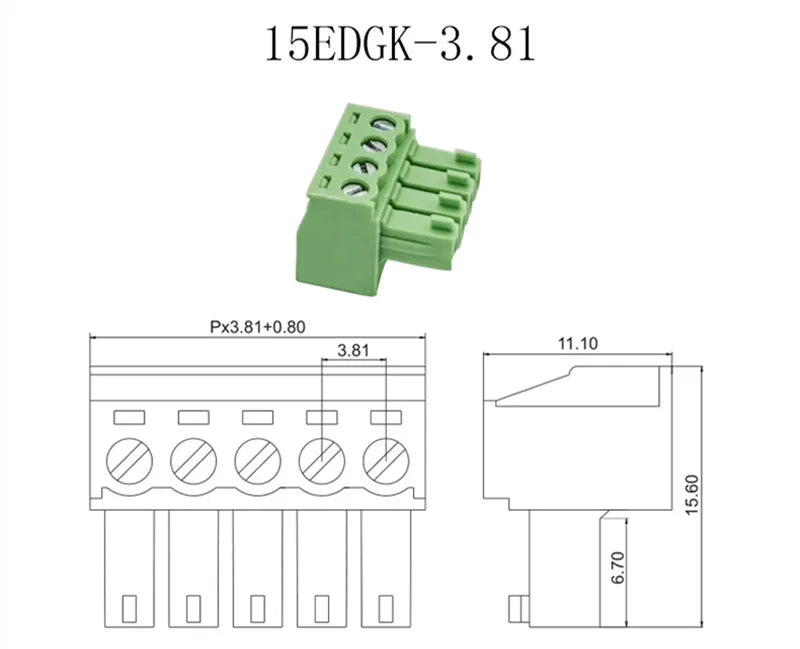 5Pair 15EDG KF2EDG 2.54mm 3.5mm 3.81mm 5.08mm PCB Screw Terminal Block 2-12Pin Male Plug Female Socket Pin Header Wire Connector