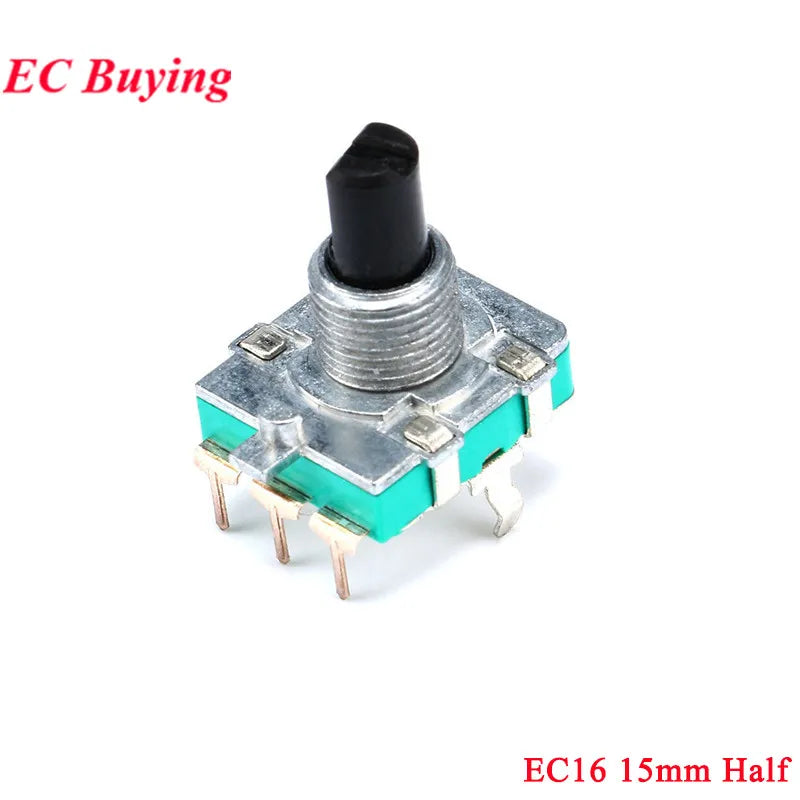 5Pcs/1pc Rotary Encoder EC11 EC12 EC16 15mm 20mm Half Plum Axis Handle Length Code Switch Digital Potentiometer with Switch 5Pin