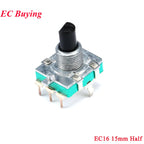 5Pcs/1pc Rotary Encoder EC11 EC12 EC16 15mm 20mm Half Plum Axis Handle Length Code Switch Digital Potentiometer with Switch 5Pin