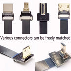1PCS Ribbon FPV HDMI-Compatible Connector Flexible Flat Cable Raspberry Pi 4 Micro HDMI to HDMI/Mini HDMI Female 90 Degree FFC
