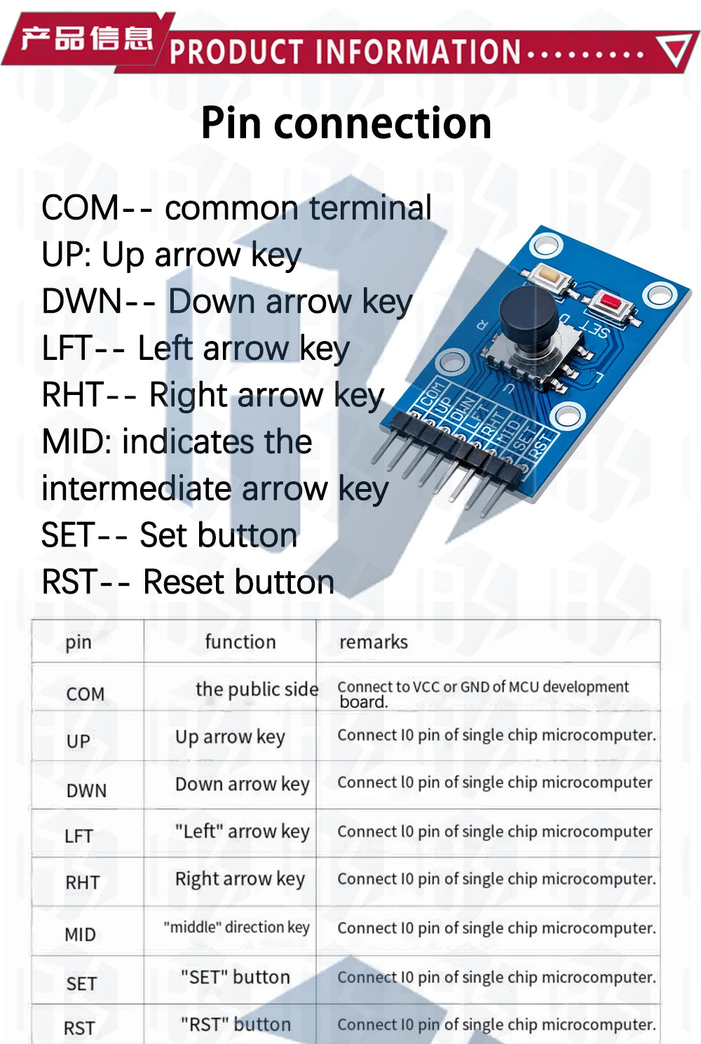 ‌"5-Way Navigation Button Module with Joystick Control for Arduino/AVR/MCU - 5D Rocker Game Controller & Independent Keypad