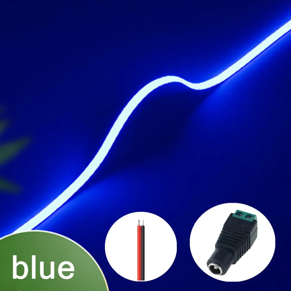 12V 3mm Width Ultra Thin COB LED Light Strip Colorful Dimmable High Density Flexible Light 400LEDs for DIY TV Home Decor Lamp