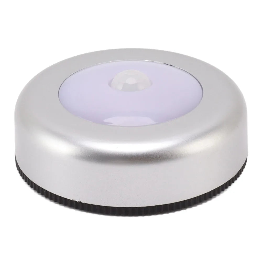 2 Pack Energy Saving Motion Sensor Night Light Battery Powered Small LED Induction Lamp White Light Round Sensing Lamp Drawer