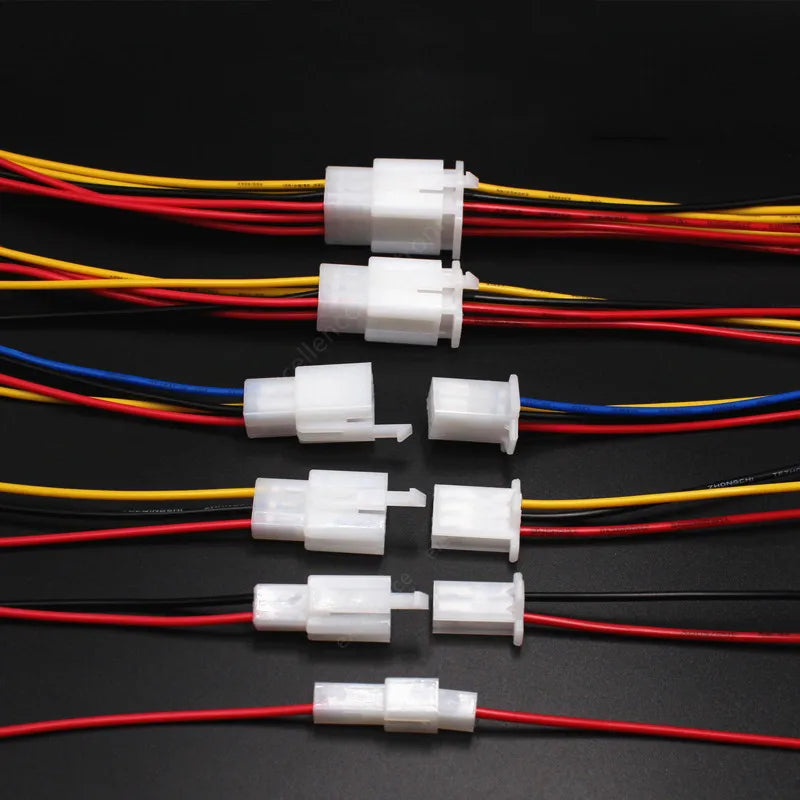 4Pcs 2.8mm Auto Electrical Connectors Kit, Male Female Wire Harness Plugs with 10cm Pre-crimped Cables (2/3/4/6/9 Pin)