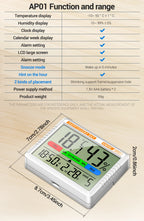 Digital Thermohygrometer Clock ANENG AP01 Snooze Alarm Mode Air Thermometer Humidity Multi-scenario High Precision Tester Tools