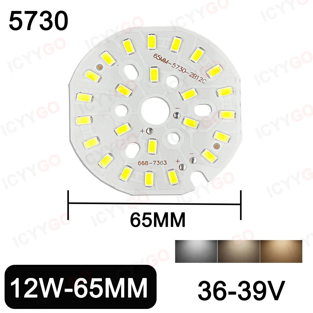 7W 9W 12W  5730 LED Emitting Diode SMD 21-23V 27-29V 36-39V Highlight Lamp Panel LED Board Light White Warm White 65MM