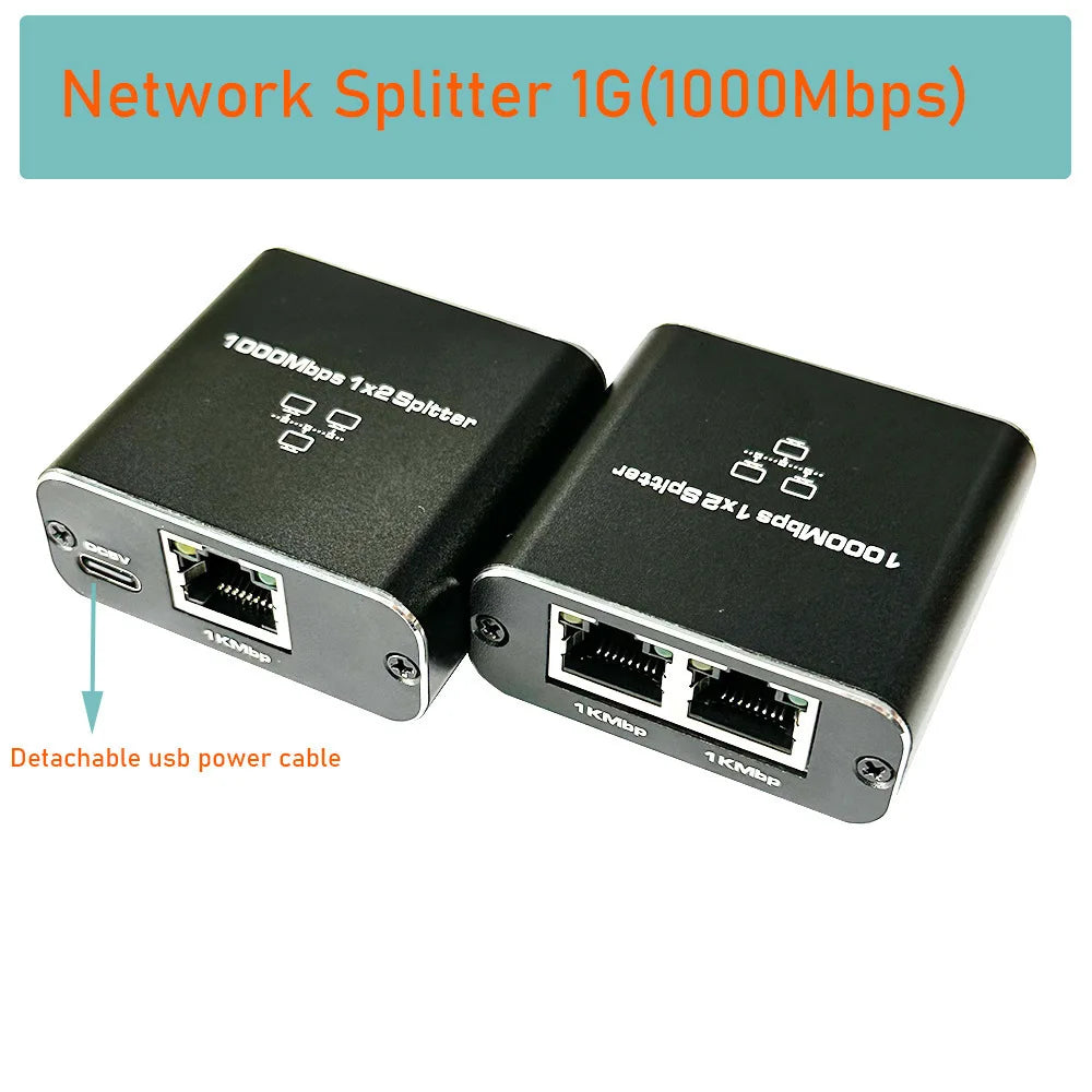 RJ45 Splitter 1 to 2 Ethernet Adapter Internet Network Cable Extender RJ45 Gigabit Connector Coupler for PC TV Box Router Cat6