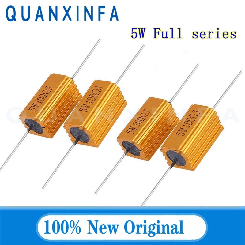 5PCS 5W RX24 Aluminum Power Metal Shell Case Wirewound Resistor 0.5R 0.1R 15K 1K 2K 5K 10R 6.8R 50R 100K 1K 5K 10K ohm