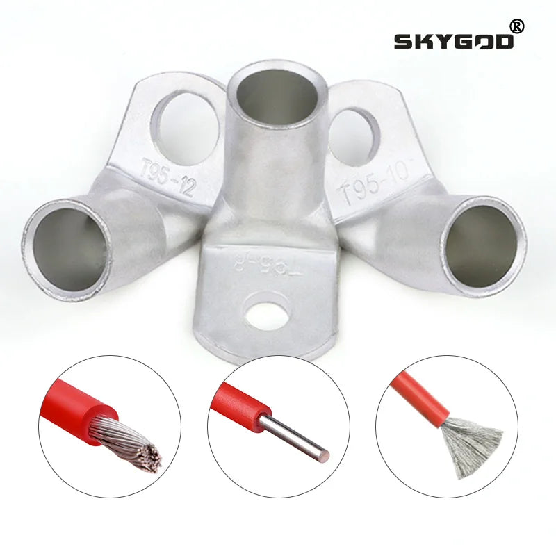 L-type Tinned Copper Wire Terminals 90° Right Angle Crimp Connectors M6 M8 M10 M12 for Automotive Electrical Wiring Connect Lug