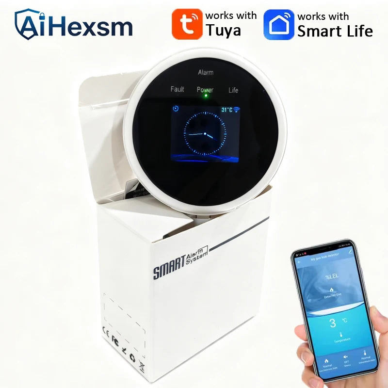 Hot EU/US/AU/UK Plug Safety Smart Home GAS Leakage Sensor Tuya WiFi LPG Leak Alarm Smart Life App Fire Security Detector Control