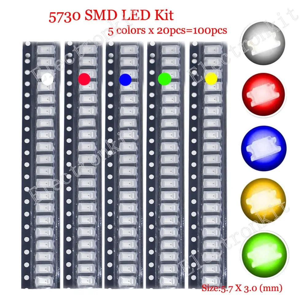 0402 0603 0805 1206 1210 5730 5050 SMD LED Mixed Kit Warm Cool White Red Green Blue Yellow Orange UV Pink Fast flashing