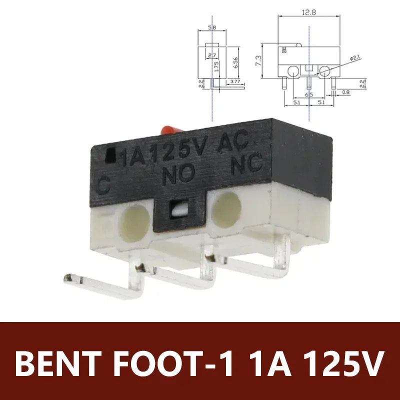 20PCS 3Pins 1A 125V Mini Micro Limit Switch Terminals SPDT Roller Arc Lever Snap Action Push Micro Mouse Switches C NO NC PCB