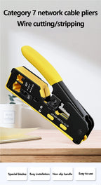 Rj45 Rj12 Rj11 Pass Through Crimp Plier Cat7 Cat6 Cat6A Cat5 Cat5e Stripping Crimping Tool with 8P/6P Ethernet Connectors