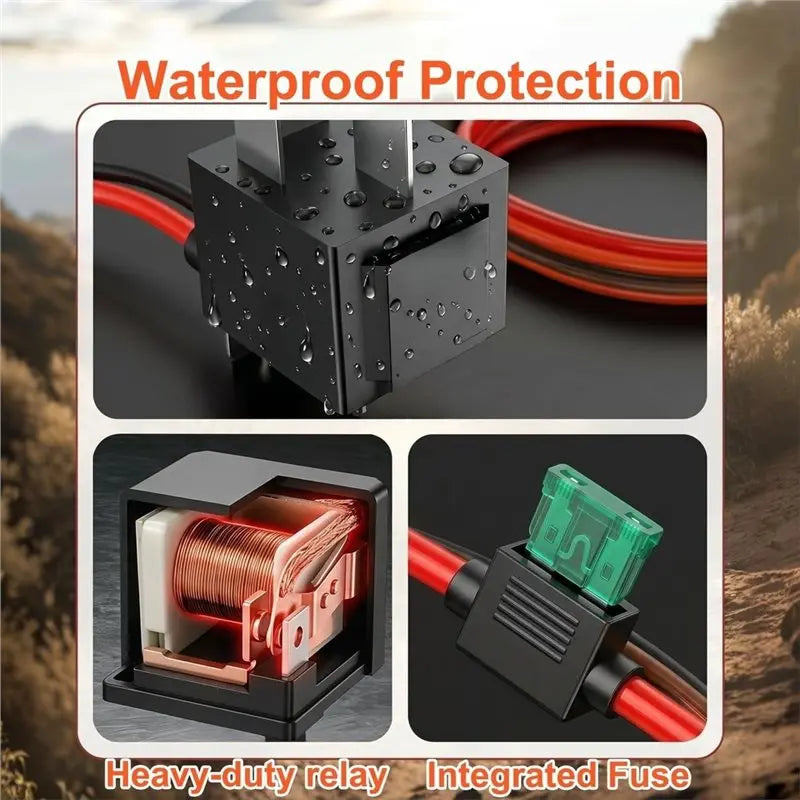 Heavy Duty 40AMP Electric Fuel Pump Relay Kit Waterproof Relay Wiring Harness With Nylon Wire Looms& Long Wires 30247