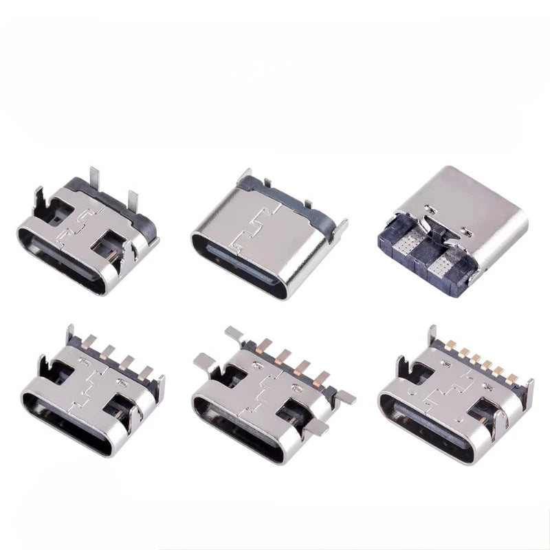 10Pcs USB Connector Type C Female Charging Port Jack 2/4/6/16 Pin Type-C Socket PCB Soldering SMD SMT DIY Repair Type C Adapter