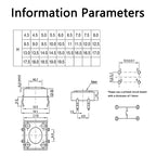 10pcs 12x12 Tact Switch Vertical 12*12*4.3/4.5/5/6/7/8/9/10/11/12/13mm Micro 4Pin Self-Reset Electronic Push Button Interruptor