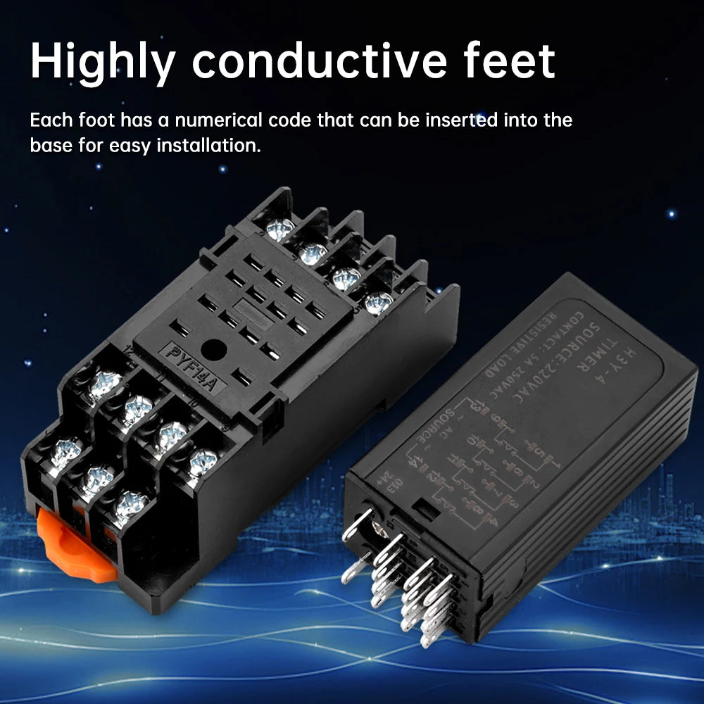 H3Y-4 DC12V DC24V AC220V Liquid Crystal Time Relay Dual Time with Base Small Digital Display Cycle Time Control Delayer