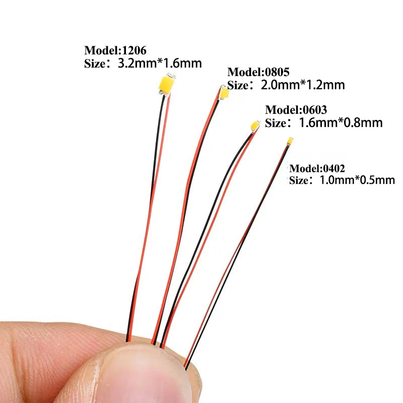 10pcs 0402 0603 0805 1206 Smd Lamp Pre Wired Micro Led Pre-Soldered Micro Litz Wired Chip 30cm 3v Railway Model Gundam Scenes