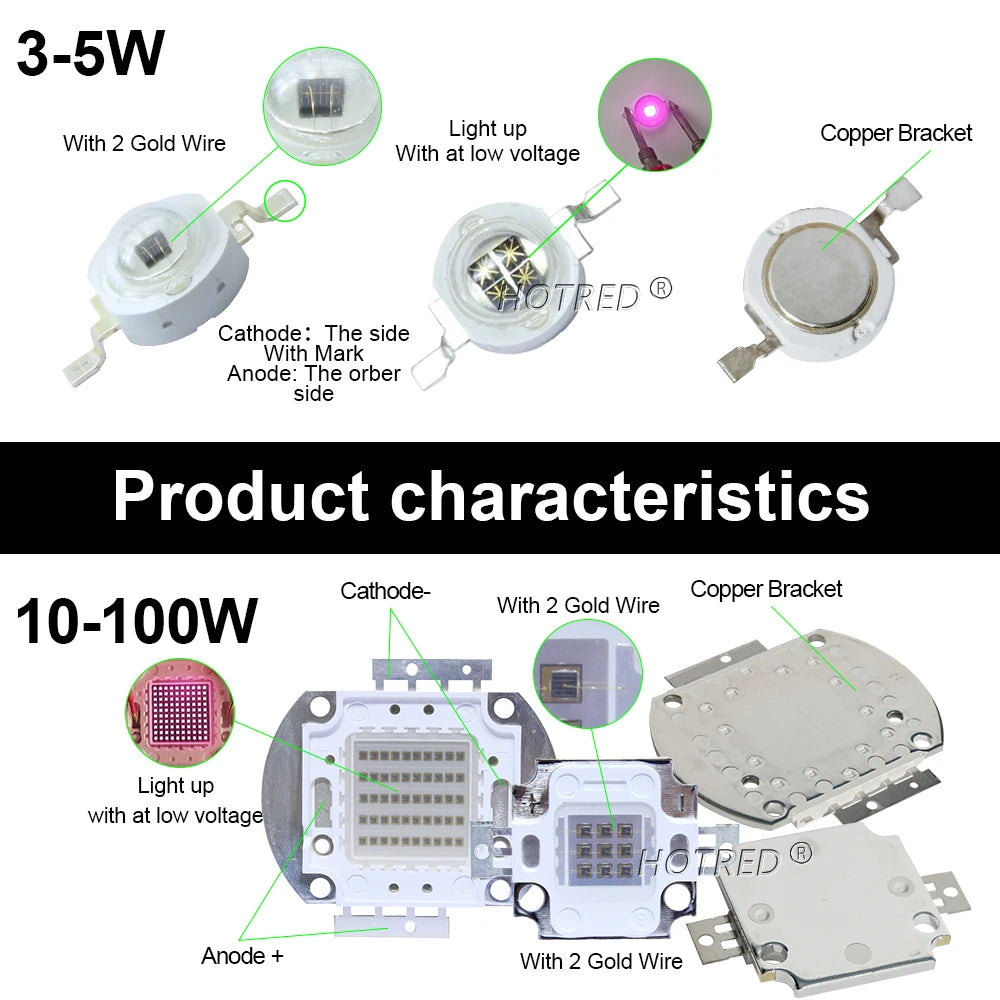 Infrared High Power LED Chips IR 850nm 940nm 730nm 3W 5W10W20W50W 100W Emitter COB integrated Light Lamp Matrix for Night Vision