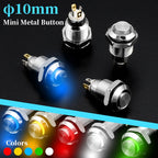 1pc 10mm Metal Push Button Switch with LED Indicator Self-reset Momentary Self-locking Latching 4pins High Head 3v5v12v24v220v