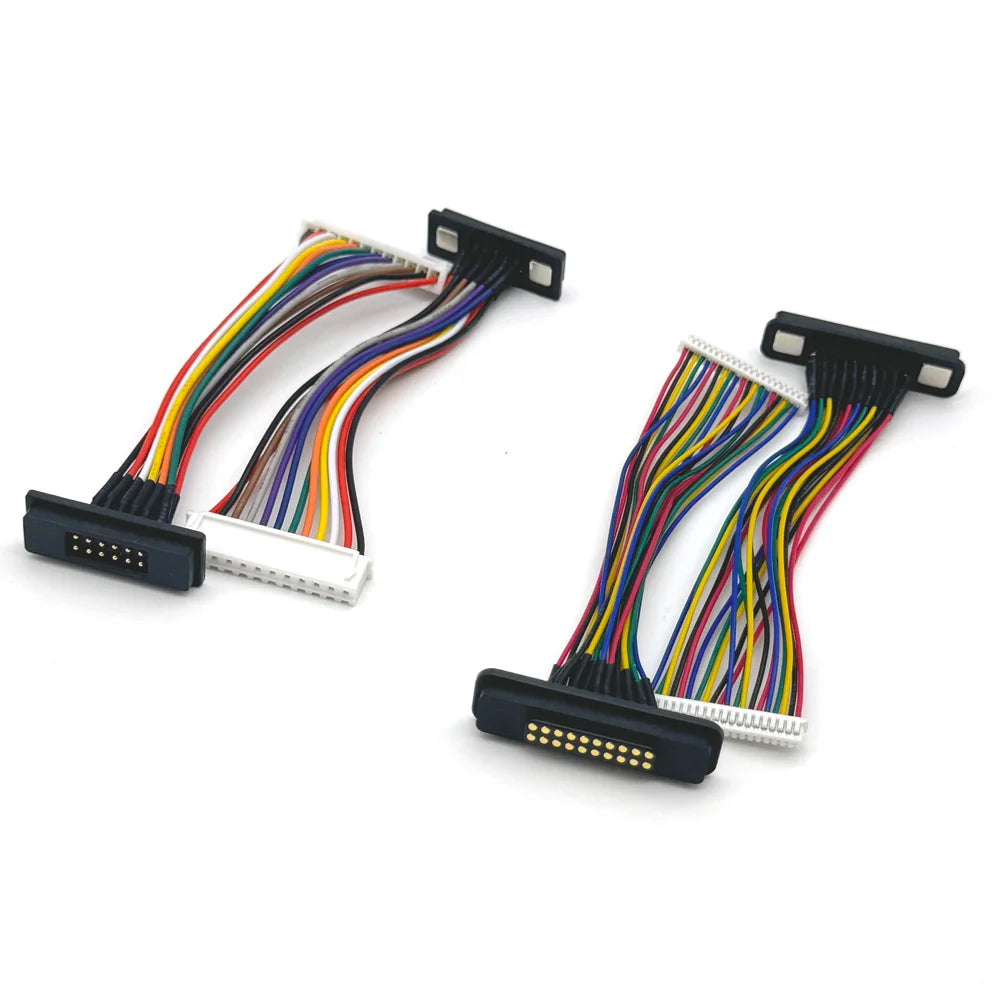 1set 2A 12Pin 20Pin DC Magnetic Pogo Pin Connector Pogopin Male Female With Ribbon Cable Spring Loaded DC Power Socket