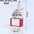 5Pcs Miniature Toggle Switch Single Pole Double Throw ON-OFF-ON /ON-ON 120VAC 6A 1/4 Inch Mounting MTS-102 103