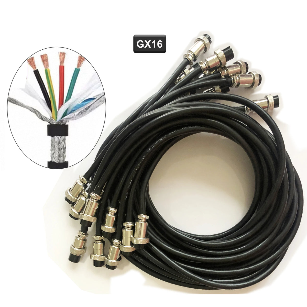 Aerial Circular Connector Aviation Plug GX16 With Shielded Cable Wire 2m GX-16 Female 2 3 4 5 6 7 8 Pins Customization Supported
