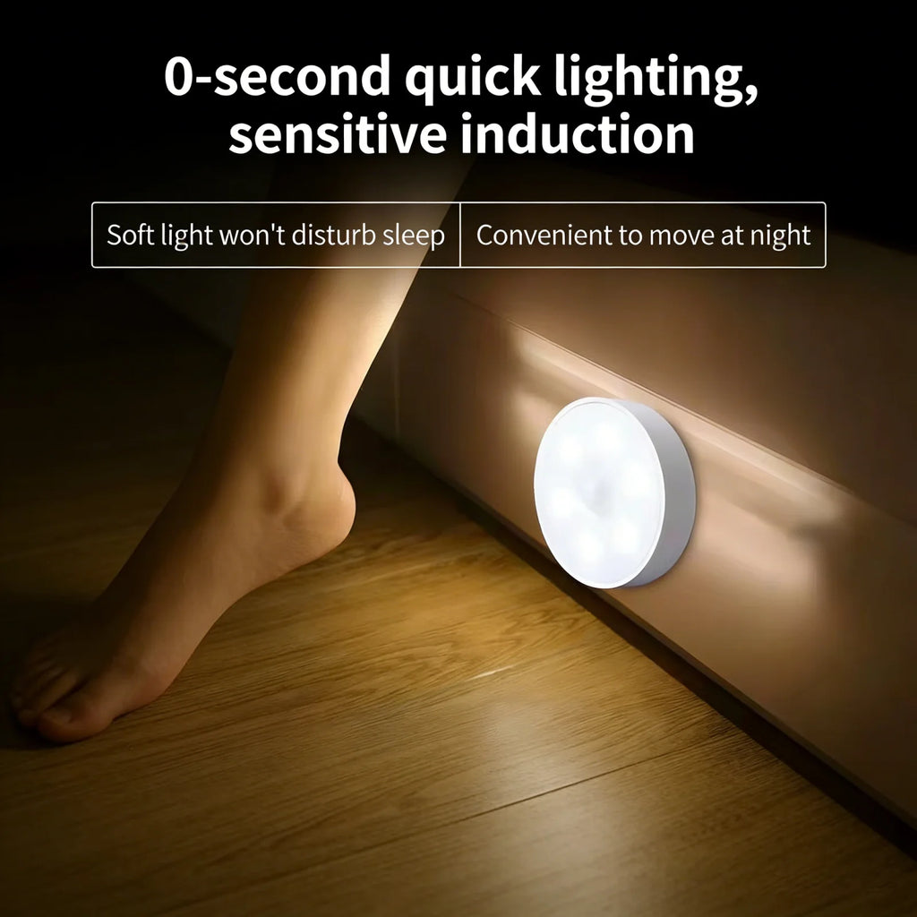 Motion Sensor LED Magnetic Night Light, 1/2 Pack Wireless Rechargeable Night Light, Auto On/Off for Bedroom, Wardrobe, Hallway