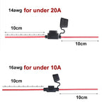 Waterproof Mini Small Medium Auto Fuse Holder 16/14/12/10AWG Car Blade Fuse wire cable 10A 20A 30A 50A fuse Power Socket