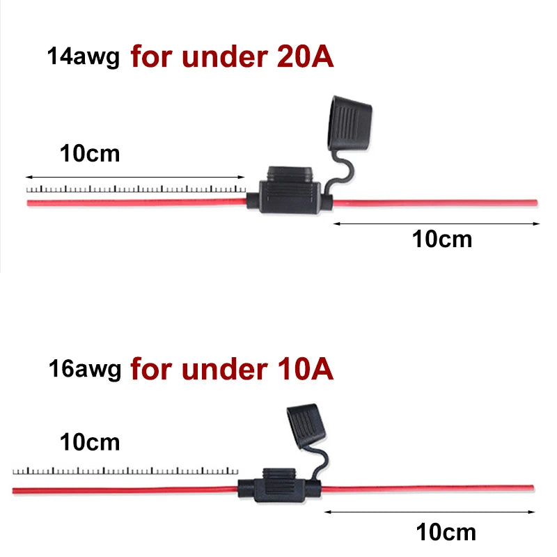 Waterproof Mini Small Medium Auto Fuse Holder 16/14/12/10AWG Car Blade Fuse wire cable 10A 20A 30A 50A fuse Power Socket