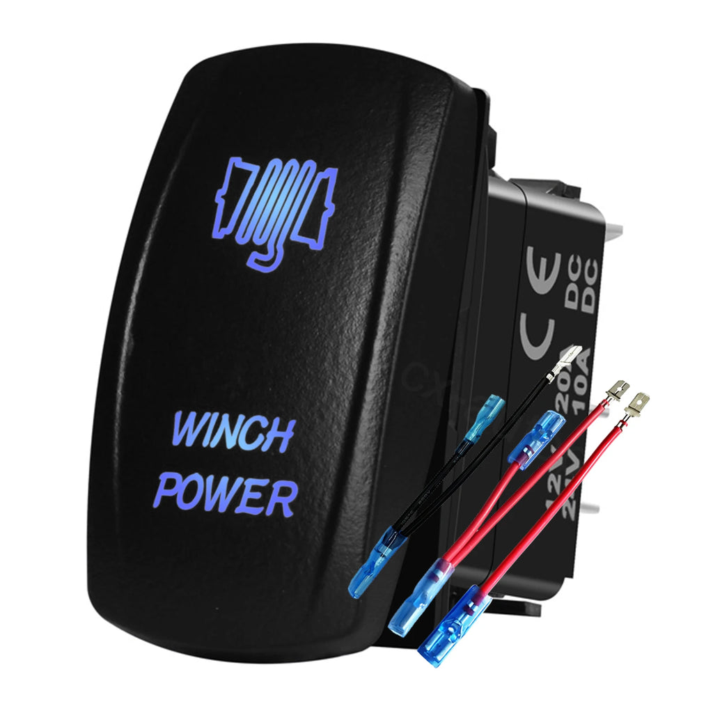 12V 24V Boat Trim Tabs Switch (ON)-OFF-(ON) Momentary Rocker Switch Waterproof Blue Light ON-OFF Toggle Switch With Harness