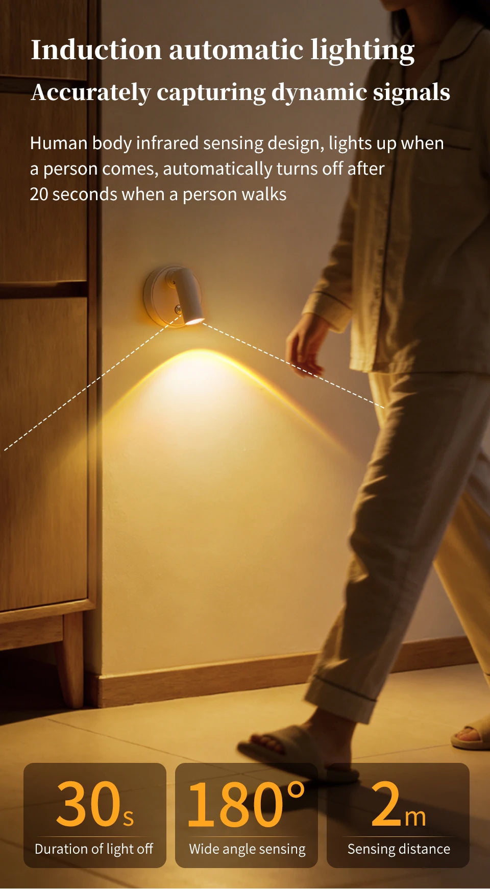 Motion Sensor LED Night Light Rechargeable Cordless Wall Lamp with Remote Control Touch Dimmable Magnetic Spotlight for Hallway