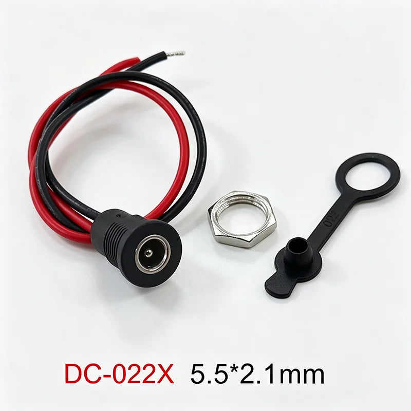 5.5*2.5/5.5*2.1mm Electric Lithium Battery Bicycle Connection Charging Port DC Power Supply Female Head With Cable Wired Socket