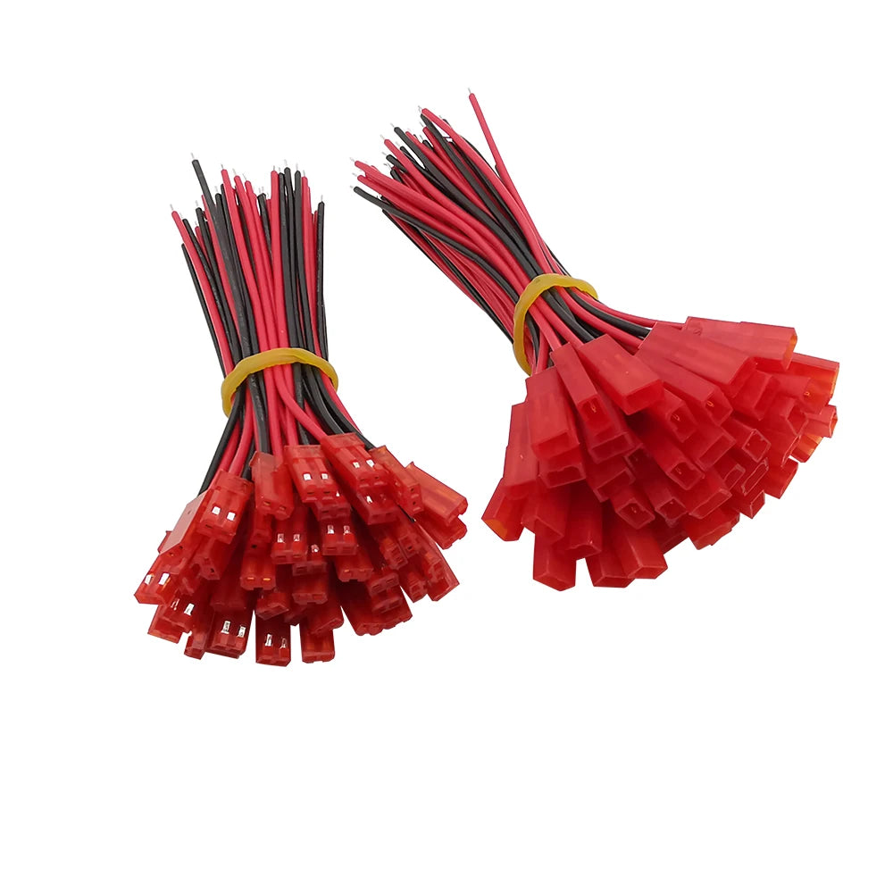 Red JST Plug Connector SYP 2Pin 2.54mm Pitch Male Female Plugs with 22AWG PVC Wires Cable for LED Lamp Strip RC Toys Battery DIY