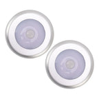 2 Pack Energy Saving Motion Sensor Night Light Battery Powered Small LED Induction Lamp White Light Round Sensing Lamp Drawer