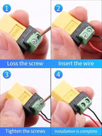 2PCS XT60 to 2‑Pin Screw Terminal Adapter 10A Solderless Converter Power Plug Male Female to Screw Terminal Connector