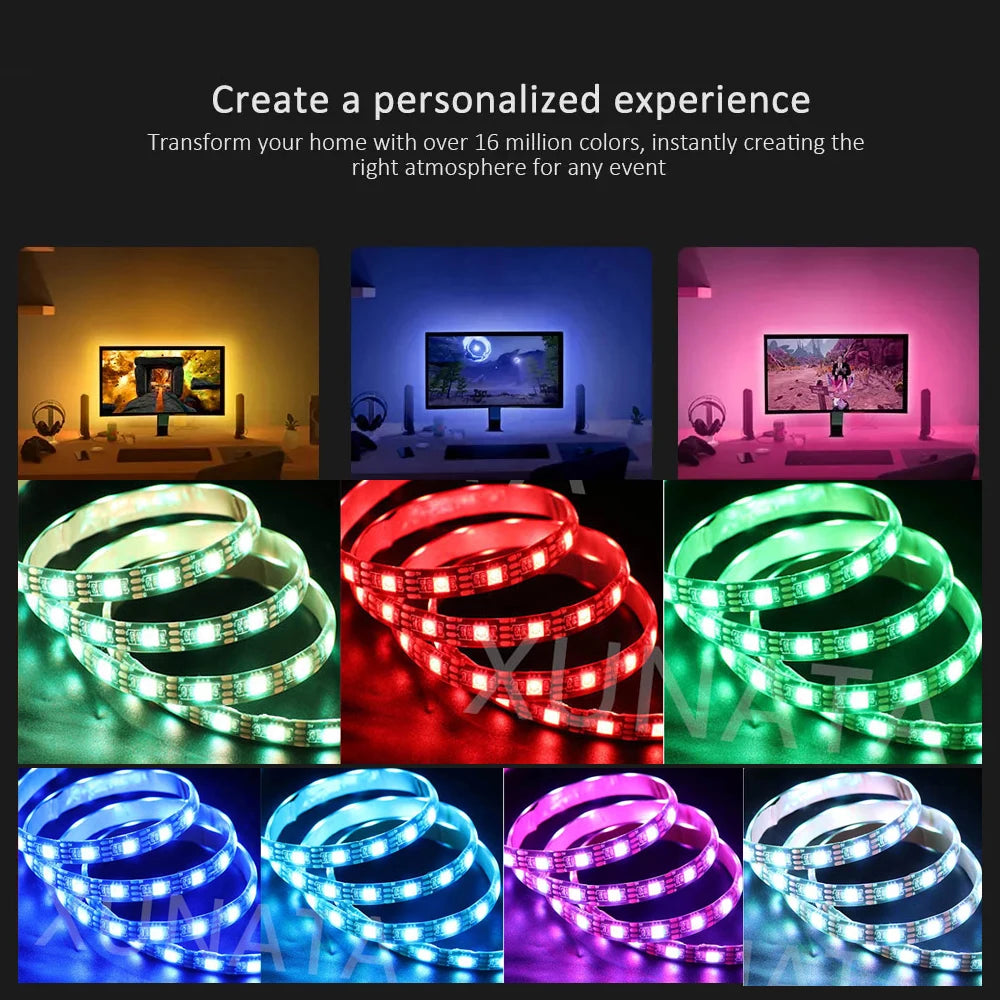 5v 5050 RGB LED Strip Light Flexible Tape Lamp Waterproof 50cm 1m 2m 3m 4m 5m With 4pin Plug White/ Black PCB Home Decoration