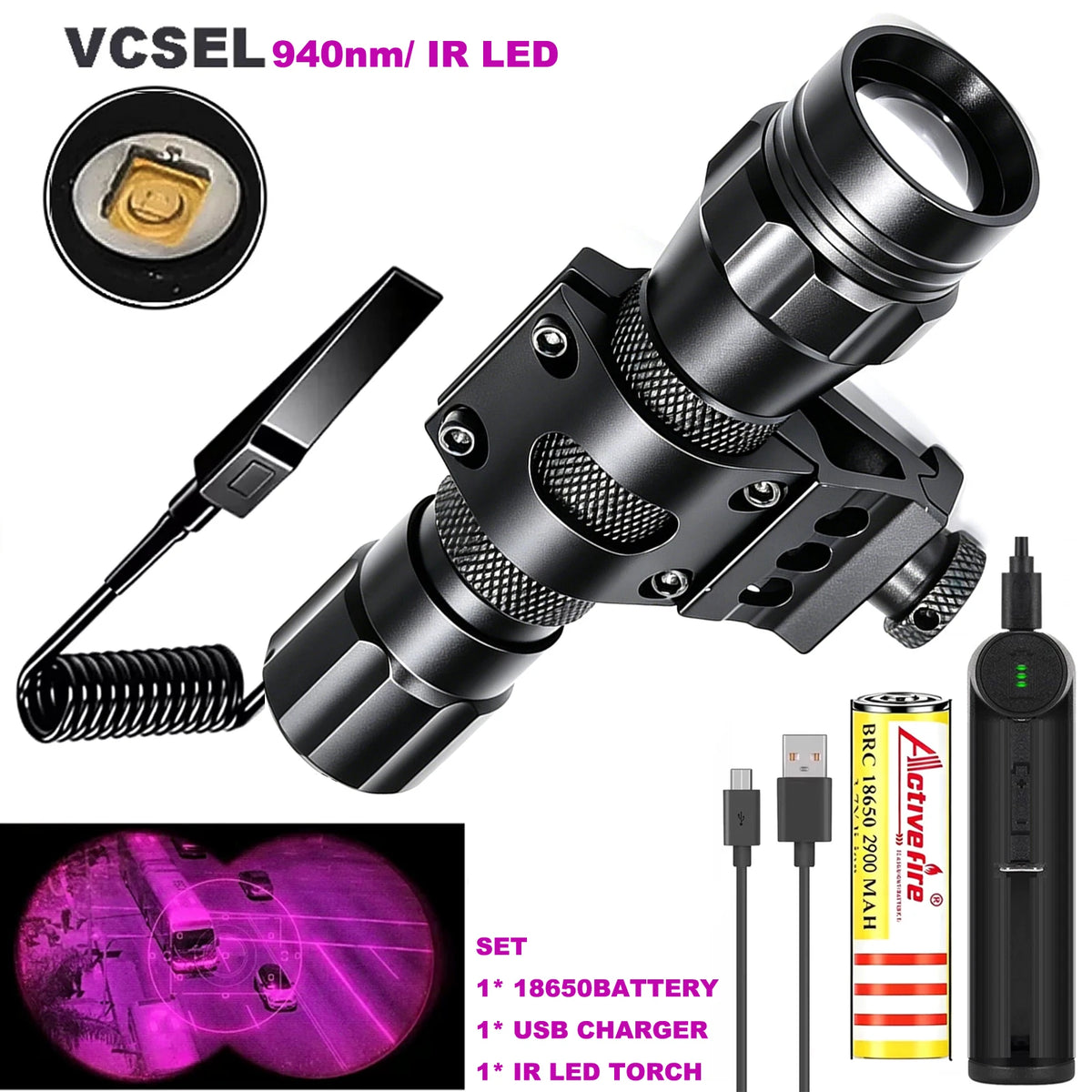 IR850nm&940nm Latest Infrared LED Zoom High Bright Night Vision Infrared Fill Light Tactical Hunting Zoom Flashlight IR Lighting