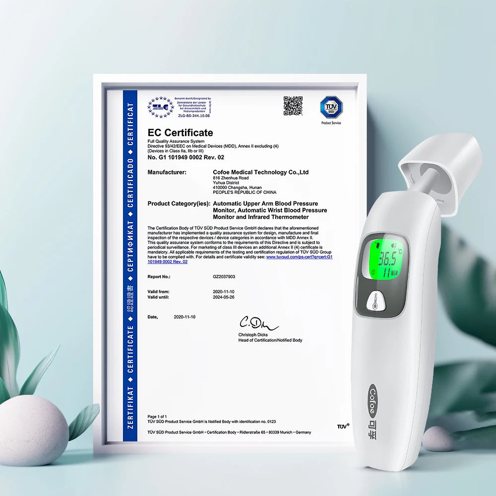 Cofoe 2 in 1 Digital Forehead & Ear Thermometer Non-Contact Medical Thermometer Baby/Adult  ±0.1℃ Temperature precise Measure
