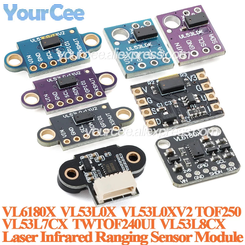5pcs/1pc Laser Ranging Sensor Module VL6180X VL53L0X VL53L8CX VL53L7CX VL53L3CX TOF250 TWTOF240UI TOF050F TOF400 Distance Sensor