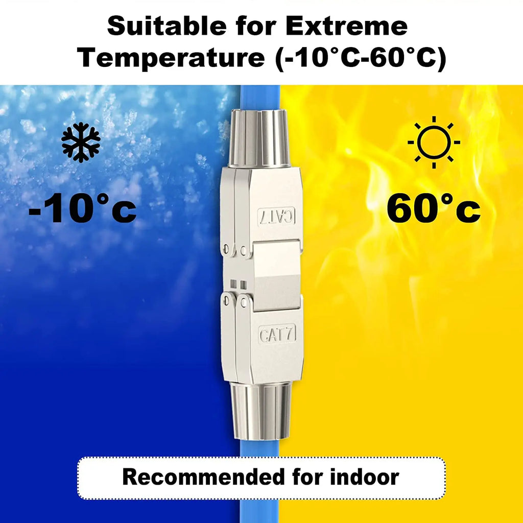 ZoeRaxTool-Free RJ45 Coupler Shielded, Tool Less Ethernet Cable Extender PoE+ for Cat7/Cat6a/Cat6 Network Cables, Silver