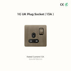 Avoir Bronze Brushed Toggle Switch 1-4 Gang 2 Way Metal Lever Wall Light Switches Standard Plug Adapter Electric Socket With Usb