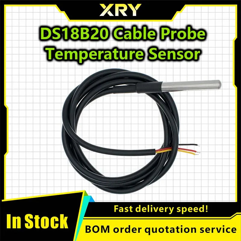 1pcs DS18b20 temperature probe temperature sensor 1M 2M 3M DS1820 Stainless steel package Waterproof 18B20 100cm/200cm/300cm