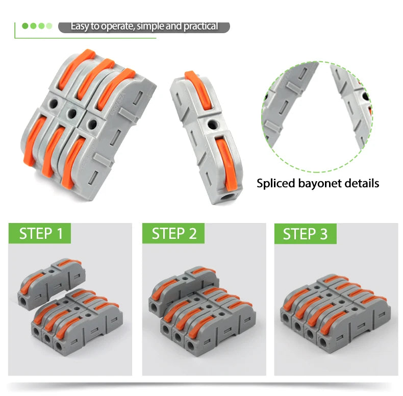 Boxed 34PCS Lever Quick Home Wire Connectors Terminals Conductor Spliceable Butt Wiring Block Reusable Electrical Connectors
