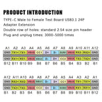 2026 NEW 1PCS Type C Male To Female USB 3.1 Test PCB Board Adapter 2.54mm Connector Socket Cable Data Transfer Test Wire Board