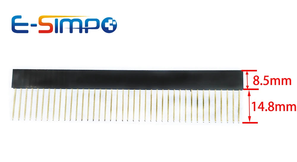 5pcs 2.54mm PC104 1x40P Single Row Straight Female pin connector Long Pin 12.2/14.8mm PCB Strip Connector Female Header Socket