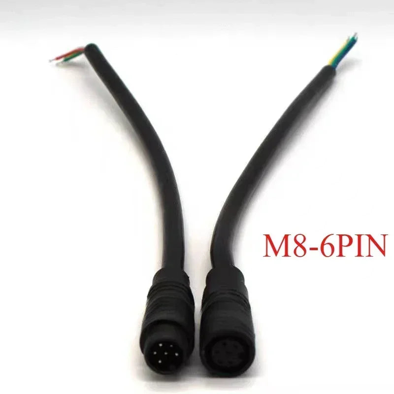 M8 2 3 4 5 6 Pin DC Electric Bicycle Butt Joint Plug Waterproof Female Male Connector Wiring Scooter Brake Cable Signal 20CM