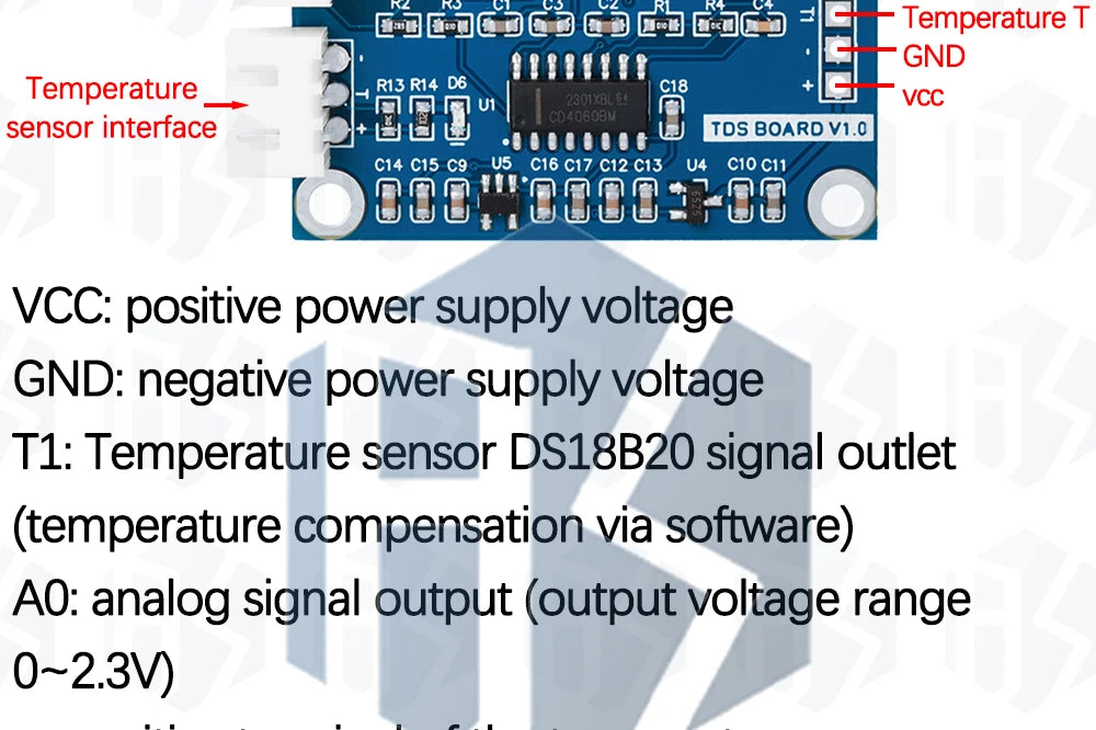 TDS Sensor Module Dissolved Solids Analog Signal Soluble Solid Water Quality Detection DS18B20 Temperature for Arduino 51/STM32